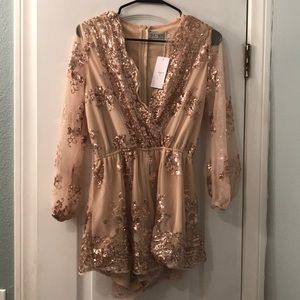 Big baller Rose gold sequin romper.. No returns.